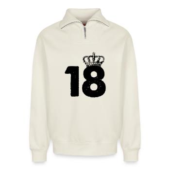 18 couronnes - Sweat unisexe décontracté en coton biologique à demi-zip – de SPREAD - blanc cassé - Devant
