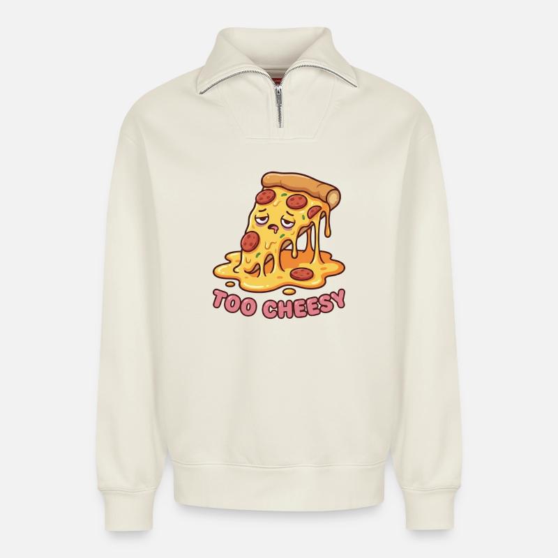 Zu käsiger Pizza Melt - Relaxed Unisex Organic Half Zip Sweatshirt – von SPREAD - Naturweiß