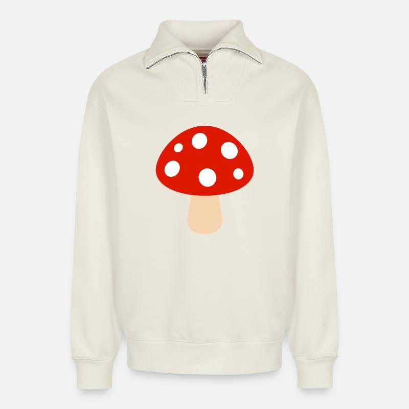 Pilz - Relaxed Unisex Organic Half Zip Sweatshirt – von SPREAD - Naturweiß