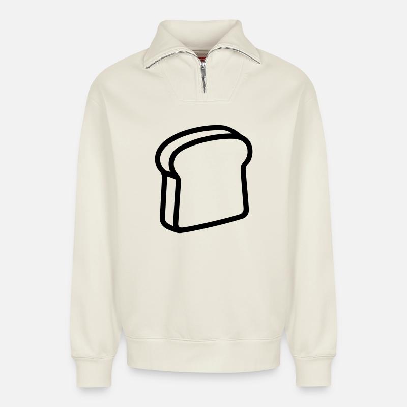 toast - Relaxed Unisex Organic Half Zip Sweatshirt – by SPREAD - off white
