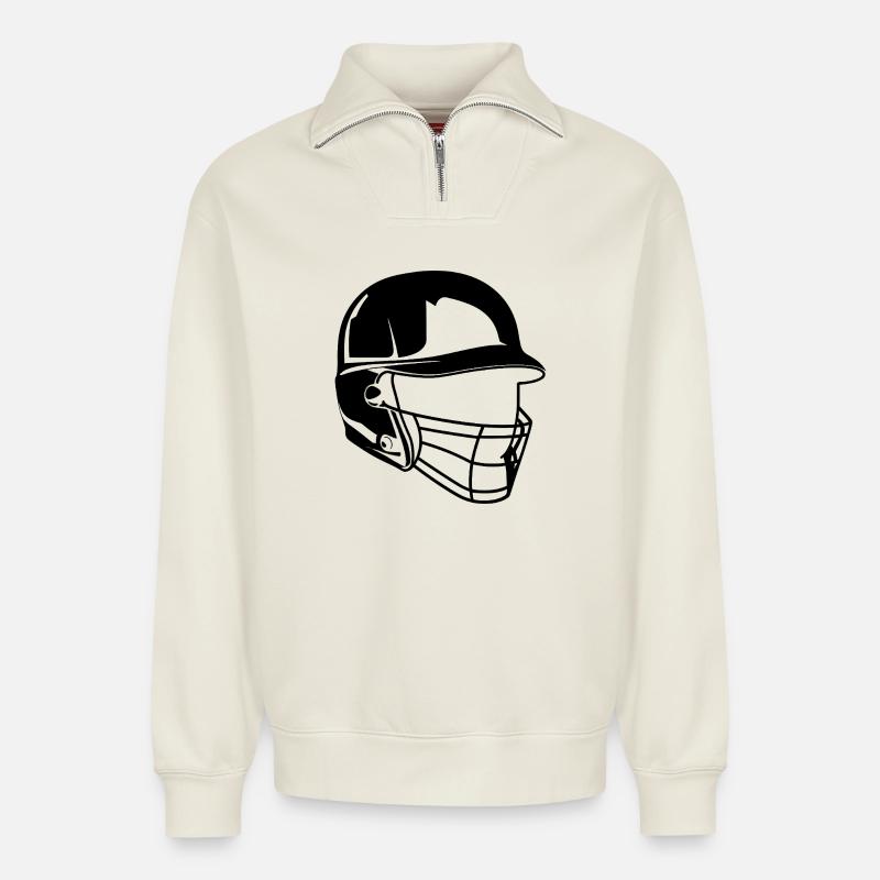 Baseball Helm - Relaxed Unisex Organic Half Zip Sweatshirt – von SPREAD - Naturweiß