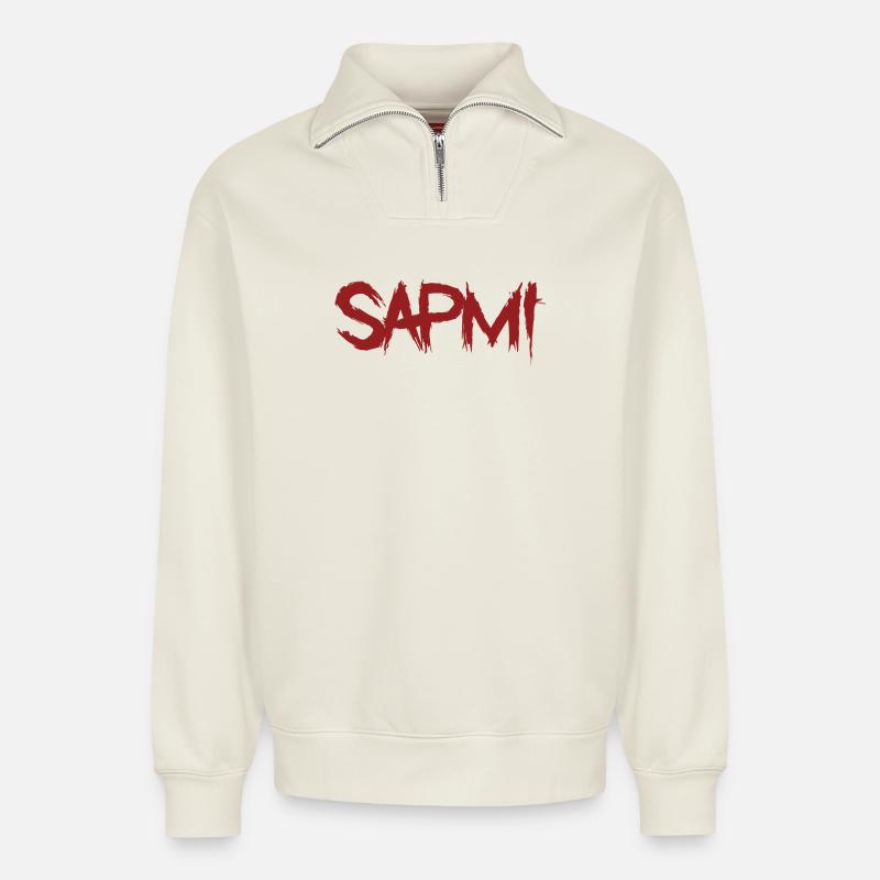 Sapmi - Sweat unisexe décontracté en coton biologique à demi-zip – de SPREAD - blanc cassé