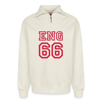 ANGLETERRE 1966 - Sweat unisexe décontracté en coton biologique à demi-zip – de SPREAD - blanc cassé - Devant