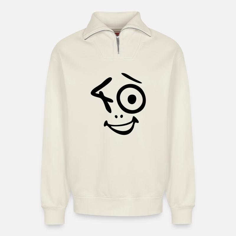 Wow, 40 years! - Relaxed Unisex Organic Half Zip Sweatshirt – by SPREAD - off white