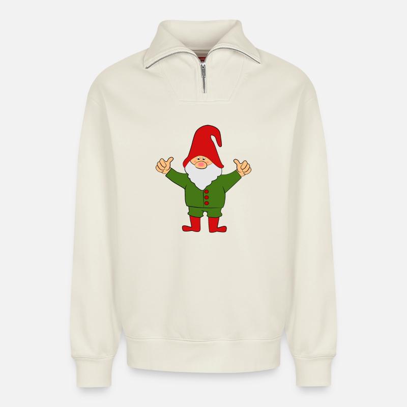 Elves Dwarfs - Relaxed Unisex Organic Half Zip Sweatshirt – by SPREAD - off white