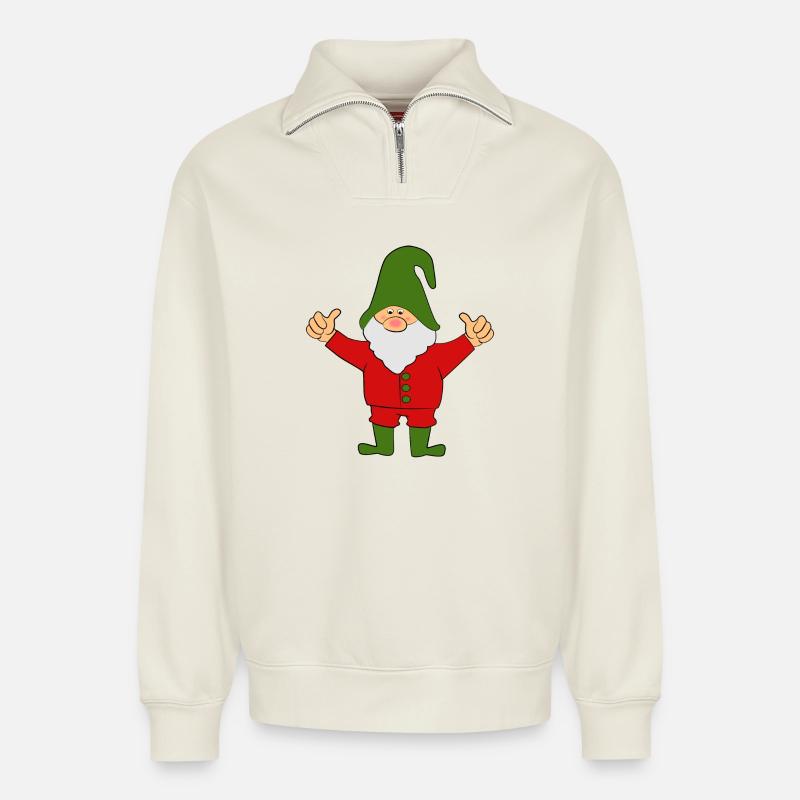 Wichtelmännchen Zwerge - Relaxed Unisex Organic Half Zip Sweatshirt – von SPREAD - Naturweiß