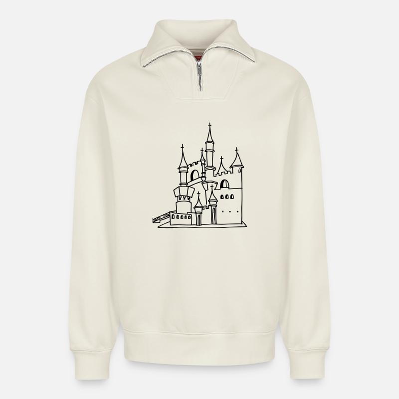 Schloss - Relaxed Unisex Organic Half Zip Sweatshirt – von SPREAD - Naturweiß