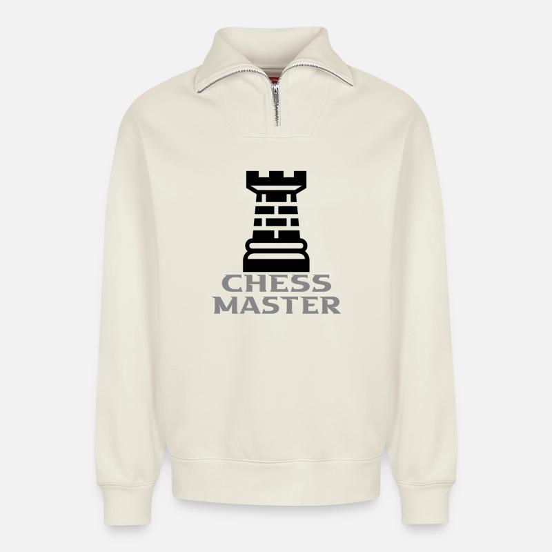 Chess - Relaxed Unisex Organic Half Zip Sweatshirt – by SPREAD - off white