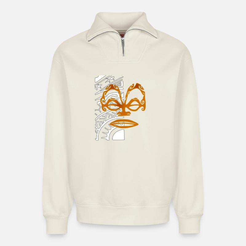 TIKI TOA - Sweat unisexe décontracté en coton biologique à demi-zip – de SPREAD - blanc cassé