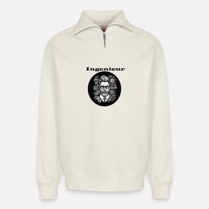 Ingenieur - Relaxed Unisex Organic Half Zip Sweatshirt – von SPREAD - Naturweiß