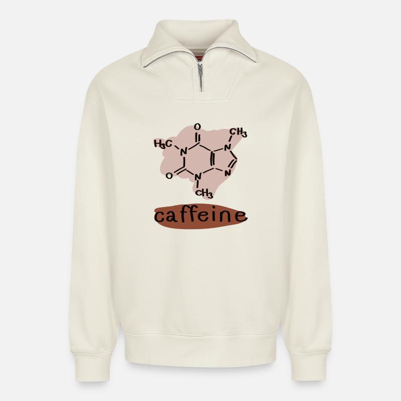 Caffeine - Relaxed Unisex Organic Half Zip Sweatshirt – by SPREAD - off white