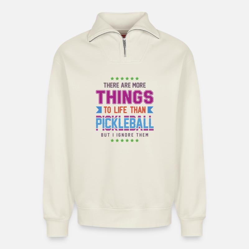 Pickleball - Relaxed Unisex Organic Half Zip Sweatshirt – von SPREAD - Naturweiß