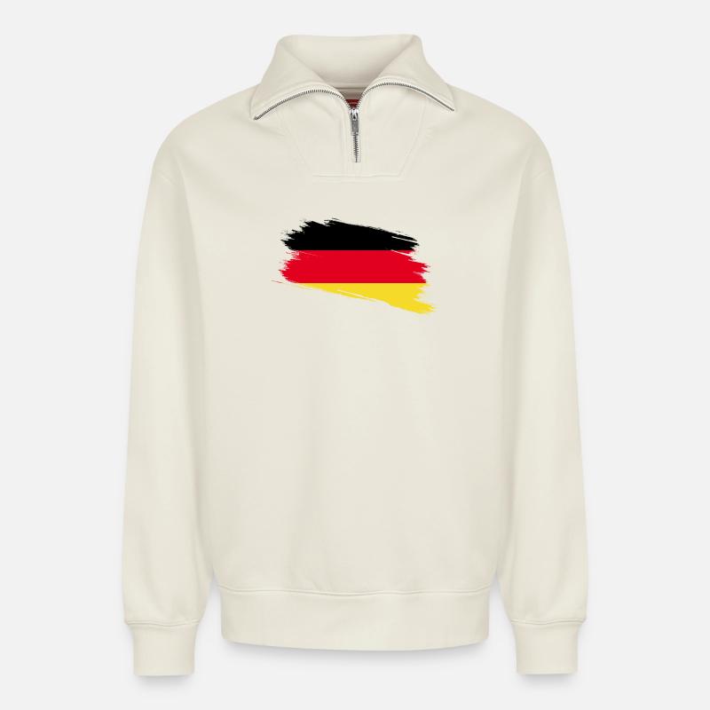 Deutschland - Relaxed Unisex Organic Half Zip Sweatshirt – von SPREAD - Naturweiß