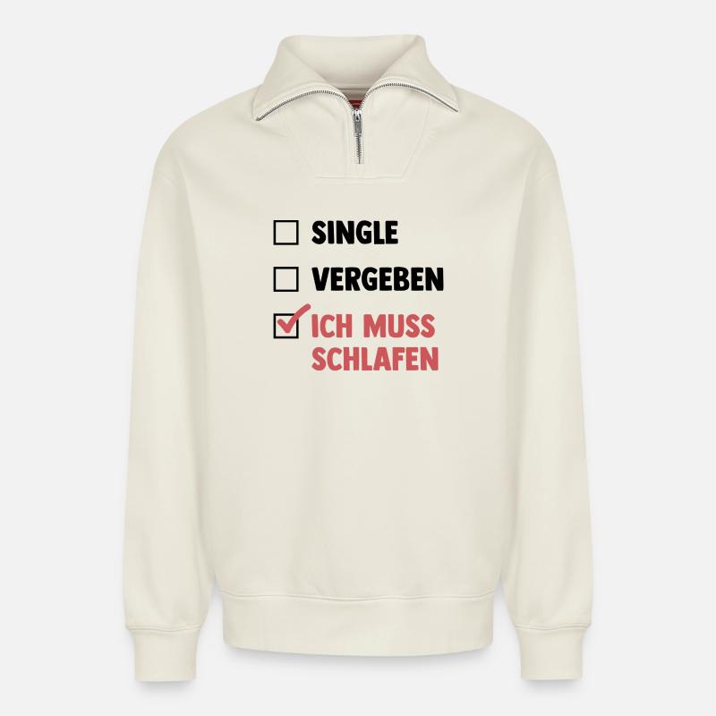 Single Vergeben Schlafen - Relaxed Unisex Organic Half Zip Sweatshirt – von SPREAD - Naturweiß