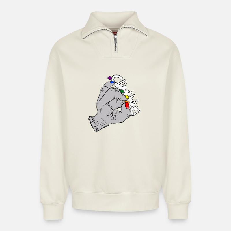 climthing - Relaxed Unisex Organic Half Zip Sweatshirt – by SPREAD - off white