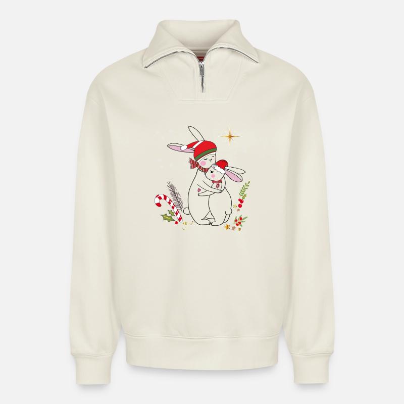 Avent - Sweat unisexe décontracté en coton biologique à demi-zip – de SPREAD - blanc cassé