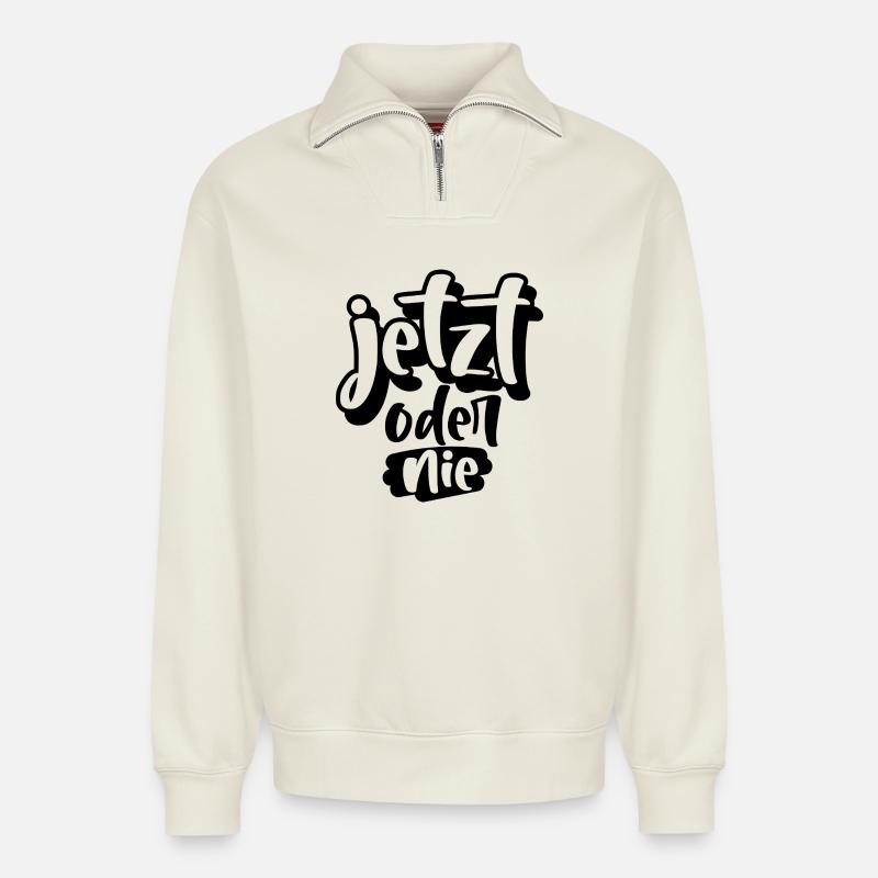 Jetzt oder Nie - Relaxed Unisex Organic Half Zip Sweatshirt – von SPREAD - Naturweiß