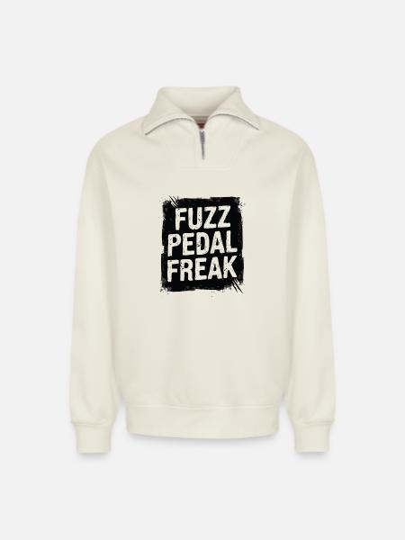 Fuzz Pedal Freak – Guitar Sound Statement - Relaxed Unisex Organic Half Zip Sweatshirt – by SPREAD - off white
