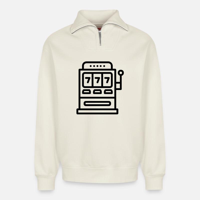 Casino - Sweat unisexe décontracté en coton biologique à demi-zip – de SPREAD - blanc cassé