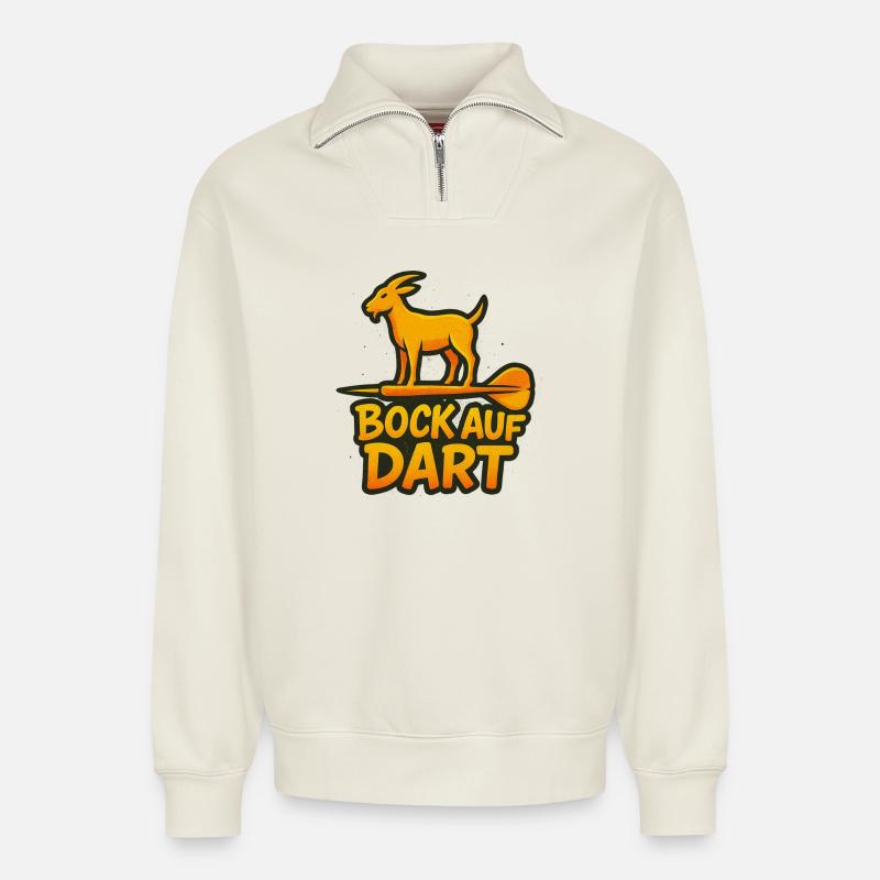 Bock auf Dart - Relaxed Unisex Organic Half Zip Sweatshirt – von SPREAD - Naturweiß