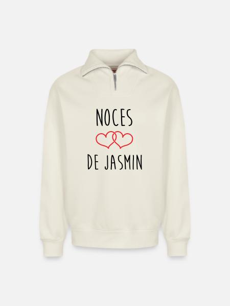 Wedding Anniversary - Jasmine Wedding (66 years) - Relaxed Unisex Organic Half Zip Sweatshirt – by SPREAD - off white