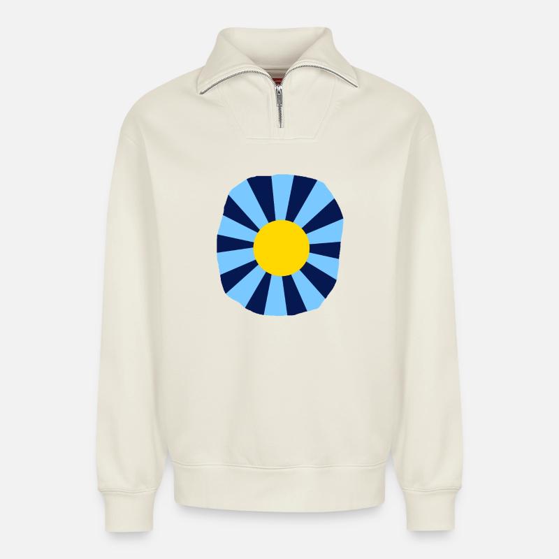 Psychedelic flower - Relaxed Unisex Organic Half Zip Sweatshirt – by SPREAD - off white