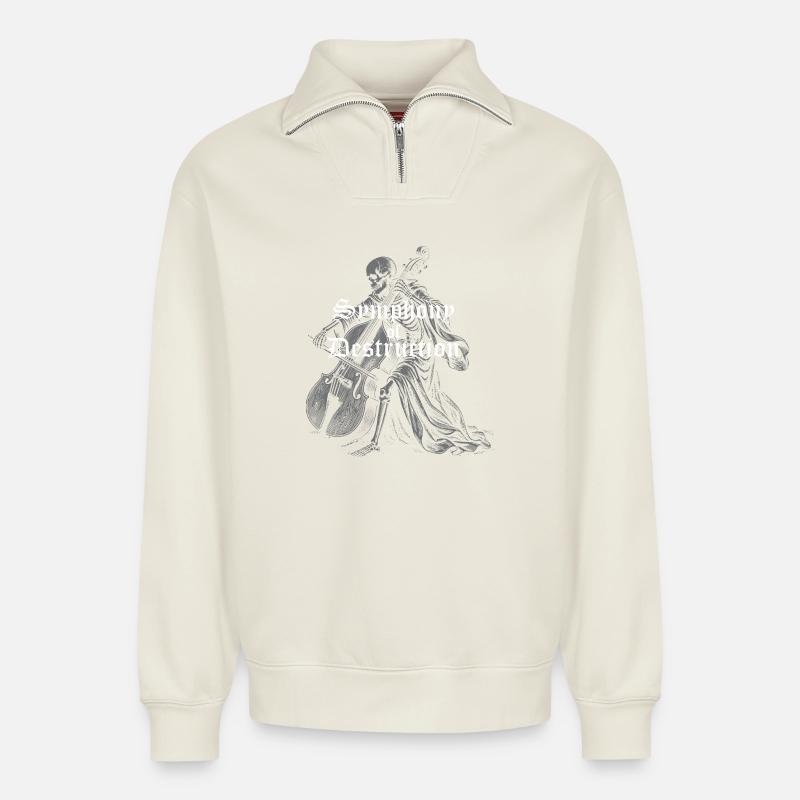 Symphonie der Zerstörung - Relaxed Unisex Organic Half Zip Sweatshirt – von SPREAD - Naturweiß