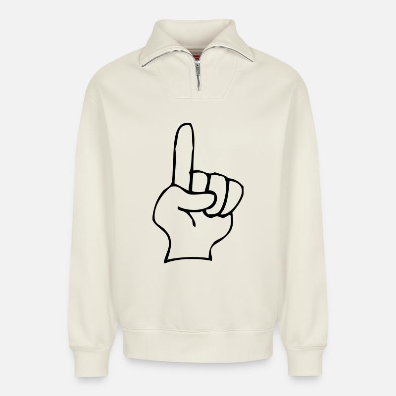 Index - Sweat unisexe décontracté en coton biologique à demi-zip – de SPREAD - blanc cassé