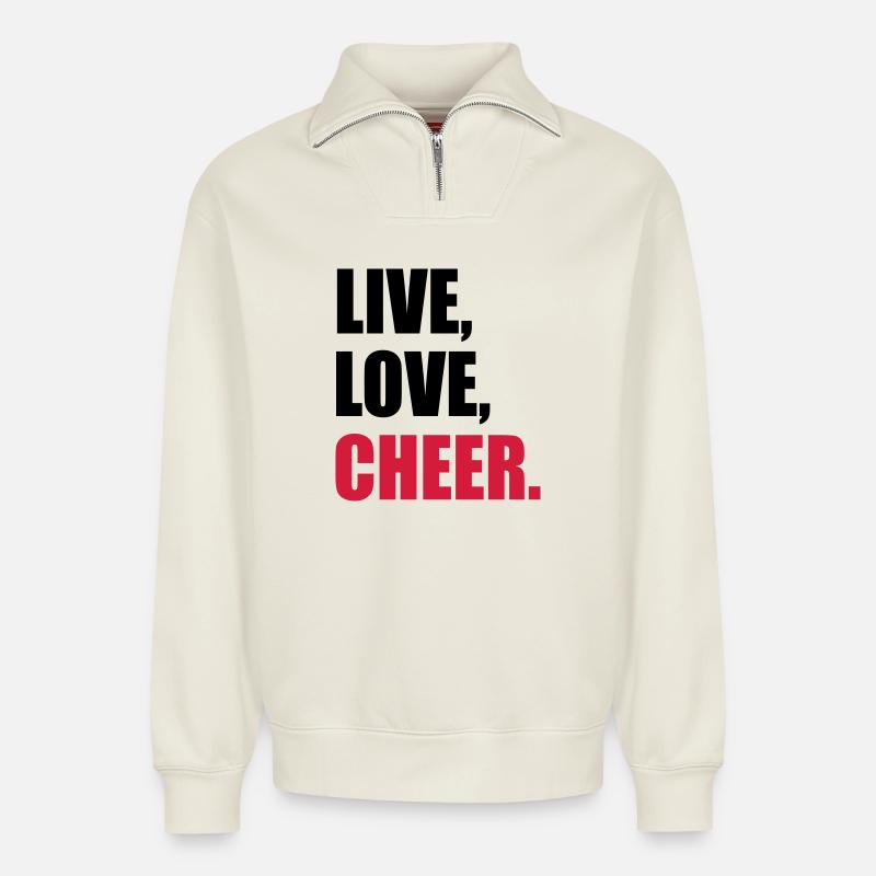 Cheerleader - Relaxed Unisex Organic Half Zip Sweatshirt – von SPREAD - Naturweiß