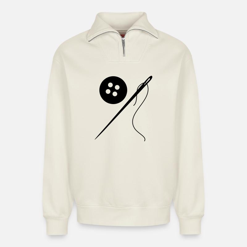 schneider handwerk - Relaxed Unisex Organic Half Zip Sweatshirt – von SPREAD - Naturweiß