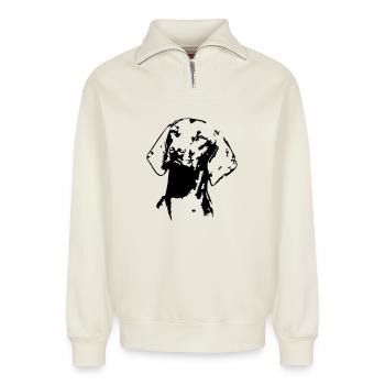 Magyar Vizsla Kopf - Relaxed Unisex Organic Half Zip Sweatshirt – von SPREAD - Naturweiß - Vorne