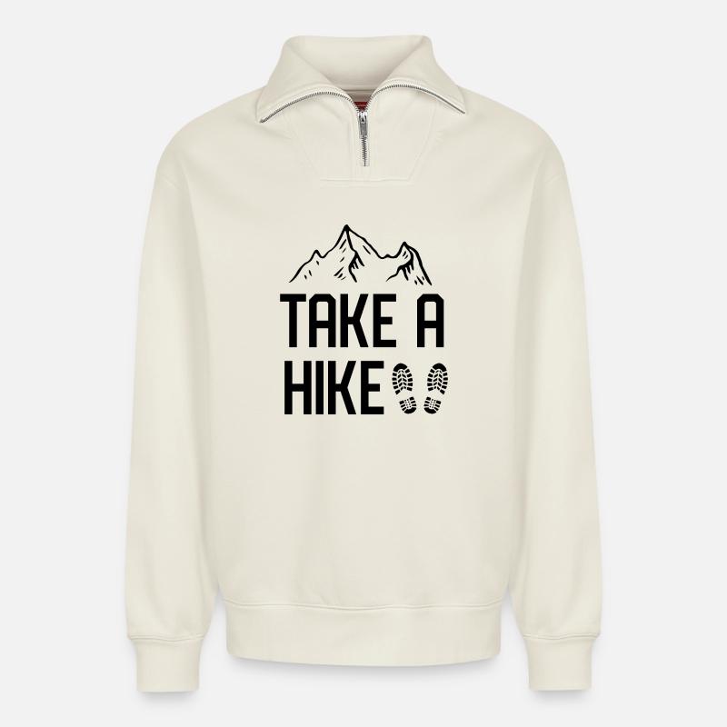 Machen Sie eine Wanderung - Relaxed Unisex Organic Half Zip Sweatshirt – von SPREAD - Naturweiß