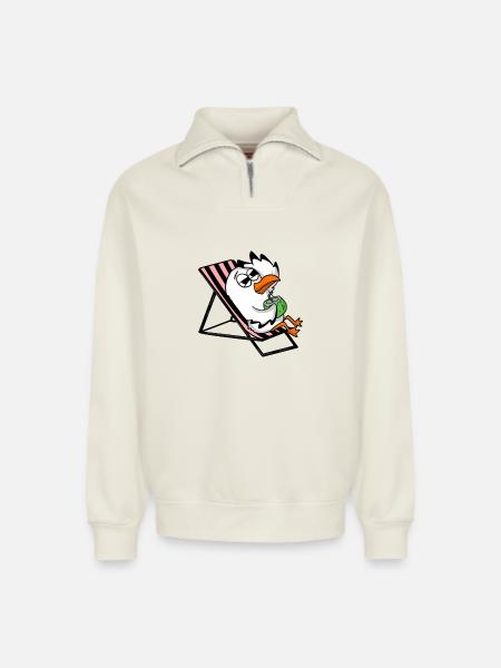 Gull - Relaxed Unisex Organic Half Zip Sweatshirt – by SPREAD - off white
