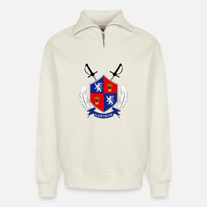 Gascogne - Sweat unisexe décontracté en coton biologique à demi-zip – de SPREAD - blanc cassé