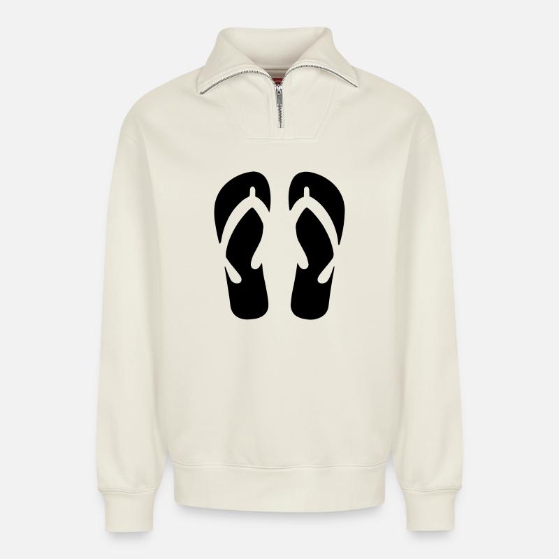 holiday - Relaxed Unisex Organic Half Zip Sweatshirt – by SPREAD - off white