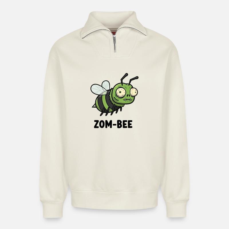 Summende Tote - Relaxed Unisex Organic Half Zip Sweatshirt – von SPREAD - Naturweiß