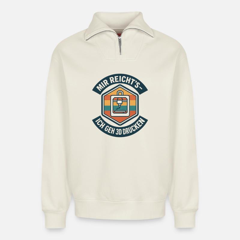 3D Druck Mir reichts G-Code - Relaxed Unisex Organic Half Zip Sweatshirt – von SPREAD - Naturweiß