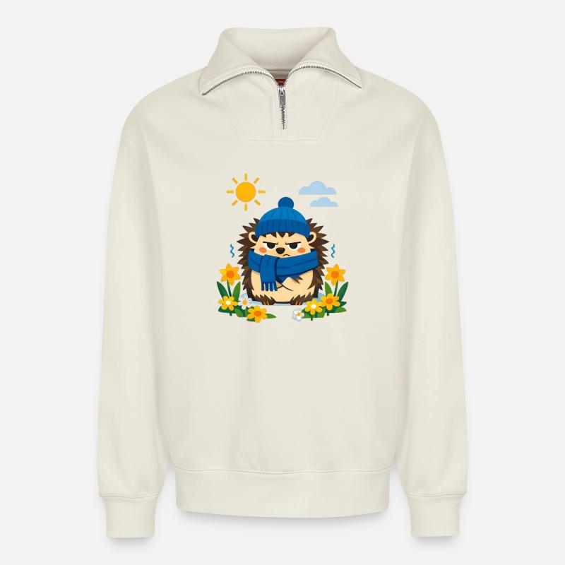 Spring? Not ordered! - Relaxed Unisex Organic Half Zip Sweatshirt – by SPREAD - off white