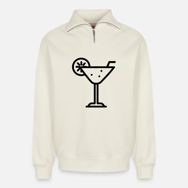 cocktail - Relaxed Unisex Organic Half Zip Sweatshirt – by SPREAD - off white