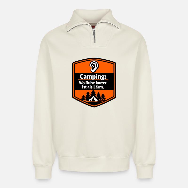Wohnmobil Herzschlag Camping Camper - Relaxed Unisex Organic Half Zip Sweatshirt – von SPREAD - Naturweiß