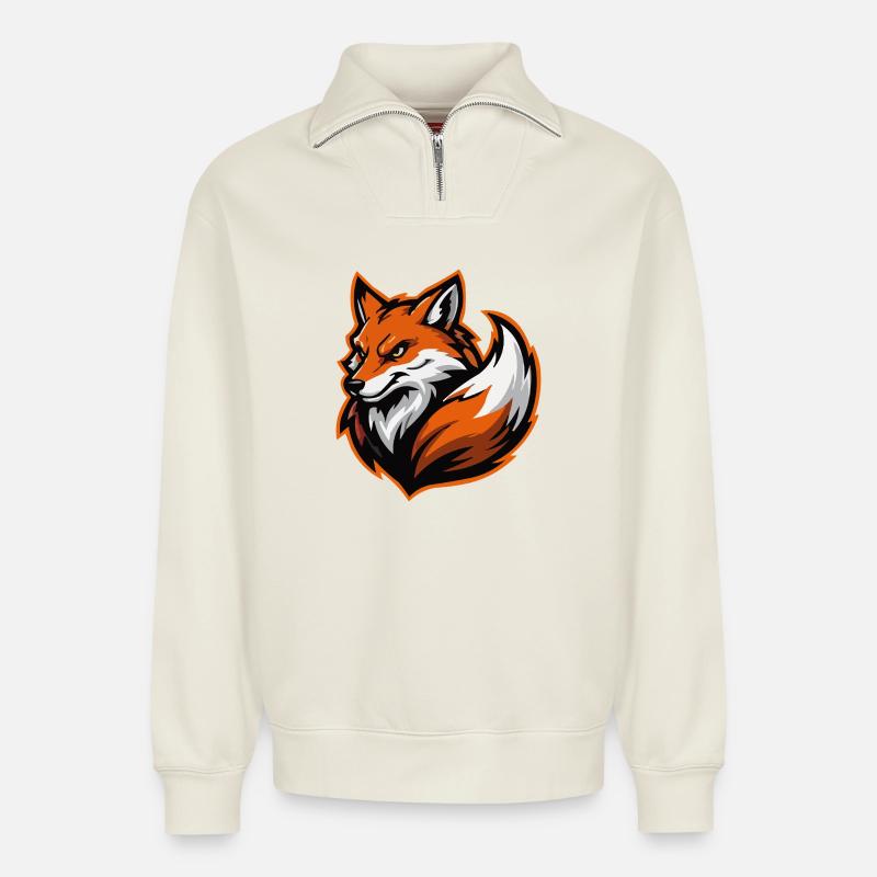 fuchs-esports - Relaxed Unisex Organic Half Zip Sweatshirt – von SPREAD - Naturweiß