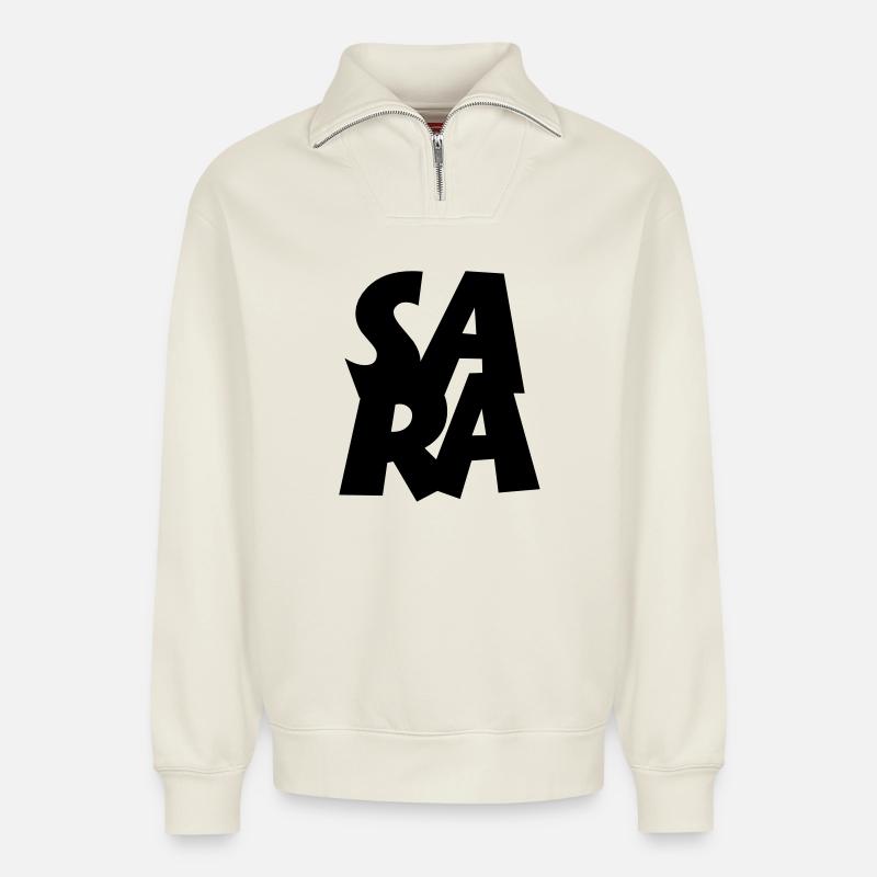 Sara - Sweat unisexe décontracté en coton biologique à demi-zip – de SPREAD - blanc cassé