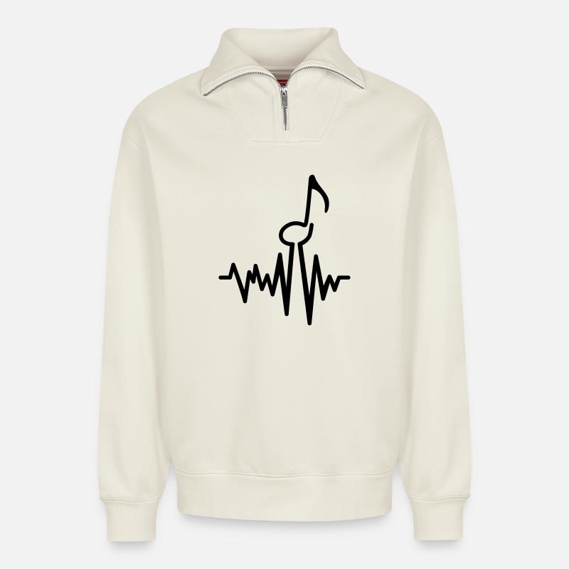 musik - Relaxed Unisex Organic Half Zip Sweatshirt – von SPREAD - Naturweiß