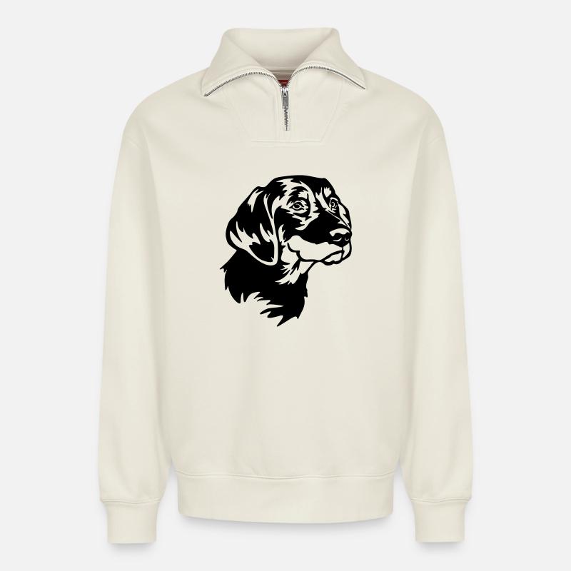 Slovensky Kopov Kopf - Relaxed Unisex Organic Half Zip Sweatshirt – von SPREAD - Naturweiß