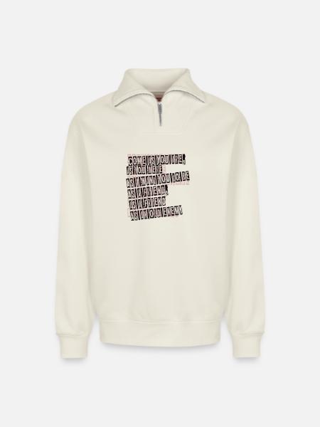 Viens comme tu es - Sweat unisexe décontracté en coton biologique à demi-zip – de SPREAD - blanc cassé