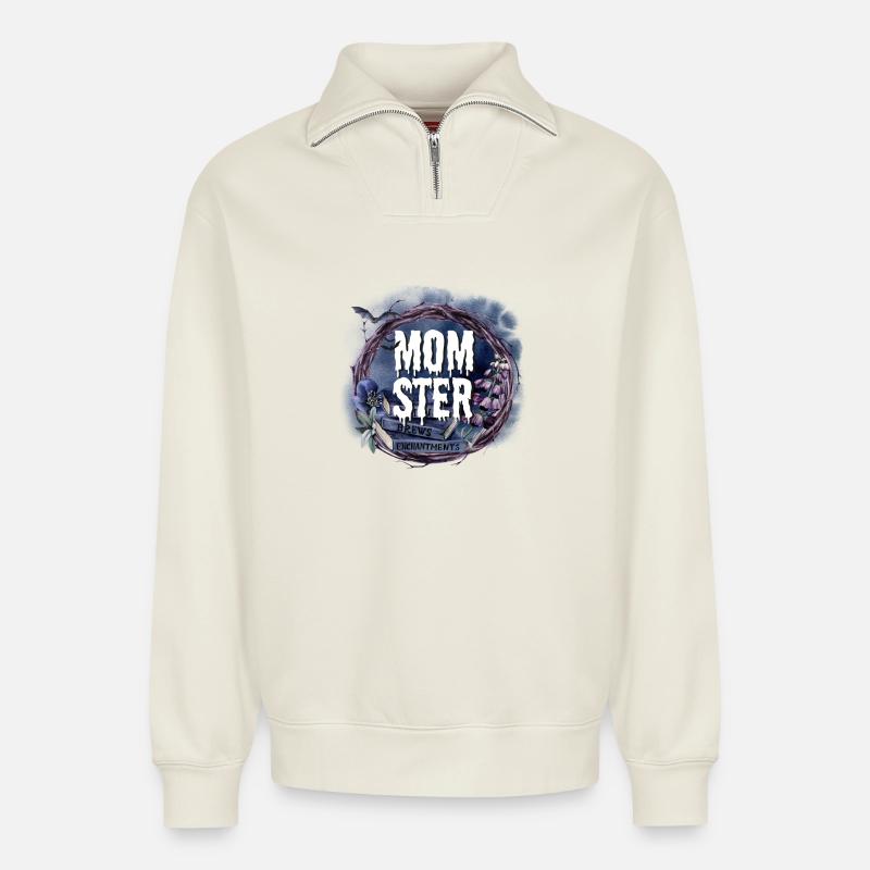 Halloween Hexe - Relaxed Unisex Organic Half Zip Sweatshirt – von SPREAD - Naturweiß