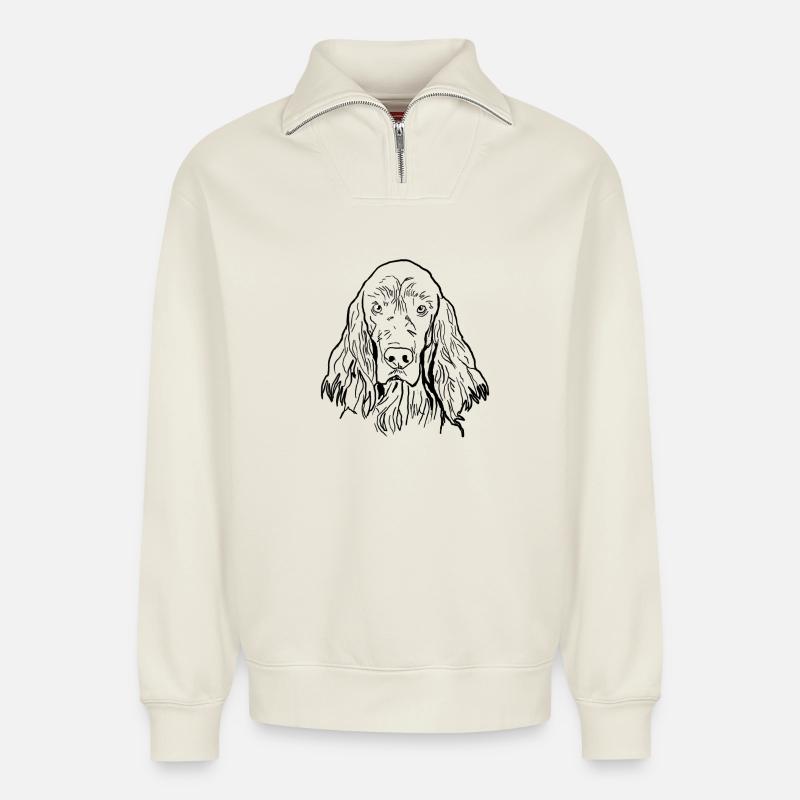 Irish Setter - Relaxed Unisex Organic Half Zip Sweatshirt – von SPREAD - Naturweiß