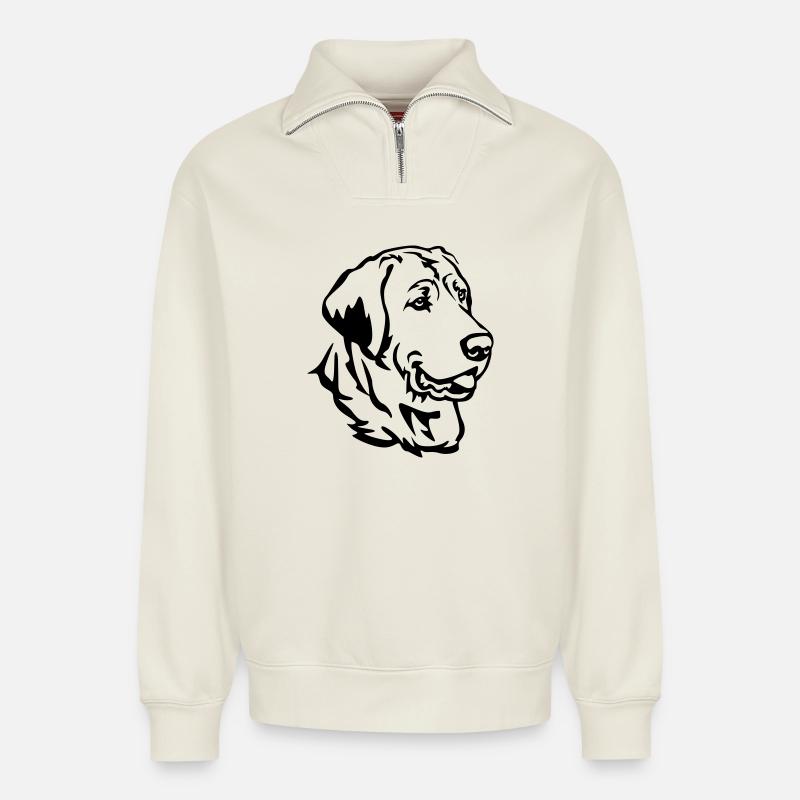 Broholmer Kopf - Relaxed Unisex Organic Half Zip Sweatshirt – von SPREAD - Naturweiß