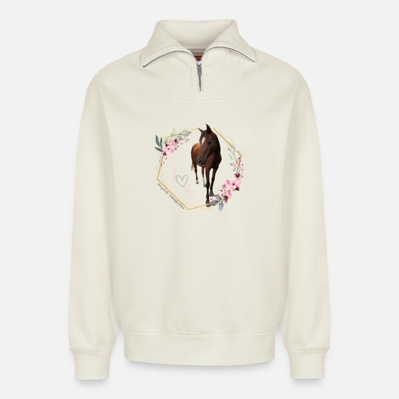 Motte - Relaxed Unisex Organic Half Zip Sweatshirt – von SPREAD - Naturweiß