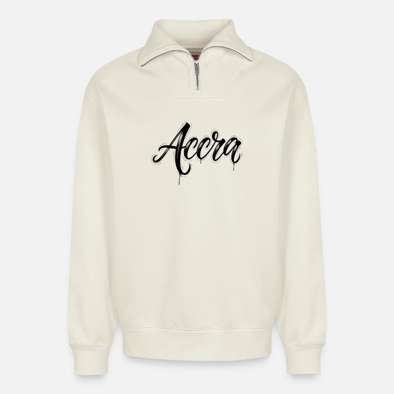 Accra - Relaxed Unisex Organic Half Zip Sweatshirt – von SPREAD - Naturweiß
